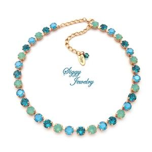 Swarovski® Crystal Necklace, Opal Jubilee Teal 8mm